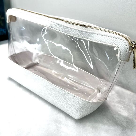 NWT Laundry By Shelli Segal Vegan Leather Trim Waterproof Cosmetic Bag White OS - Picture 2 of 5